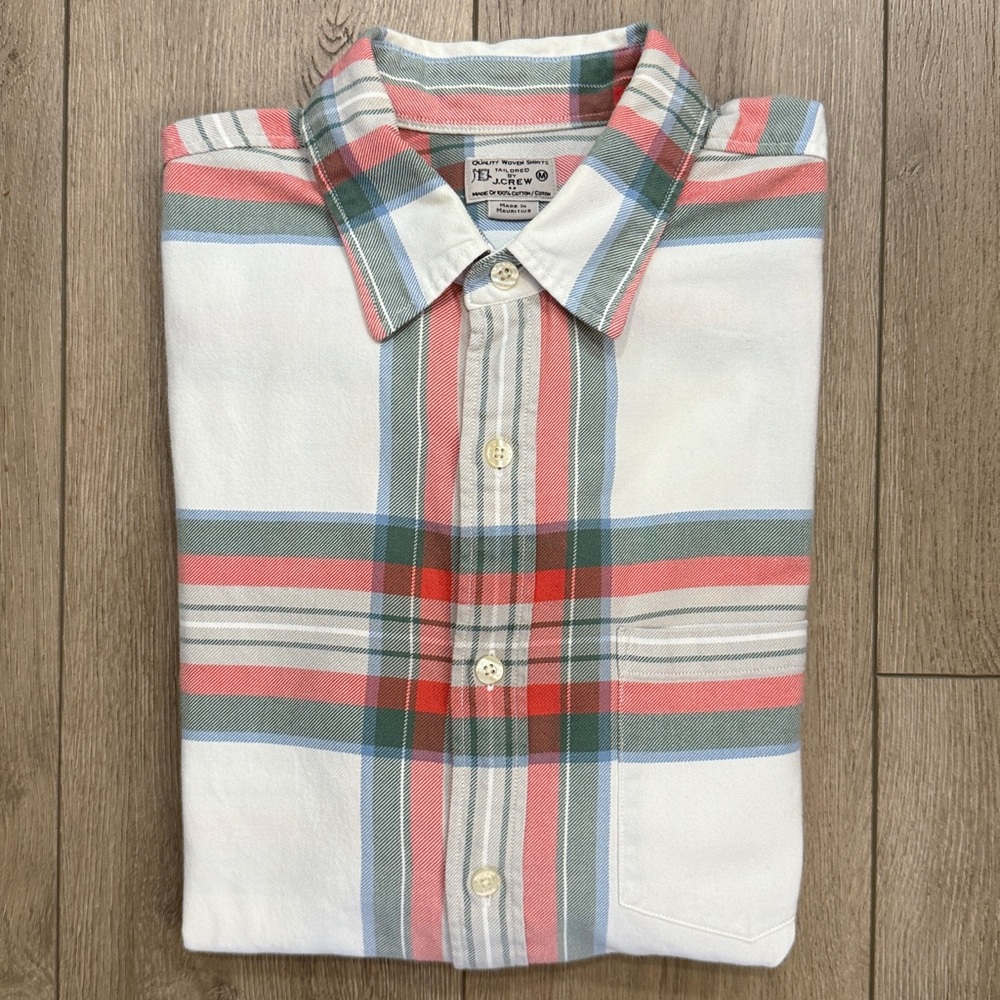 J. Crew Cotton Plaid Lightweight Flannel Button Down Shirt -  Medium
